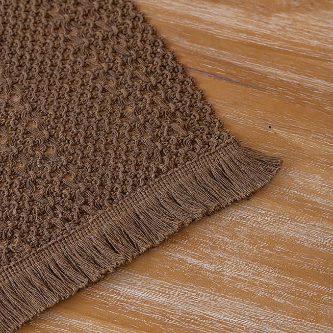 Boho Brown Table Runner for Home Decor 12x90 Inches Farmhouse Macrame Burlap - Image 7