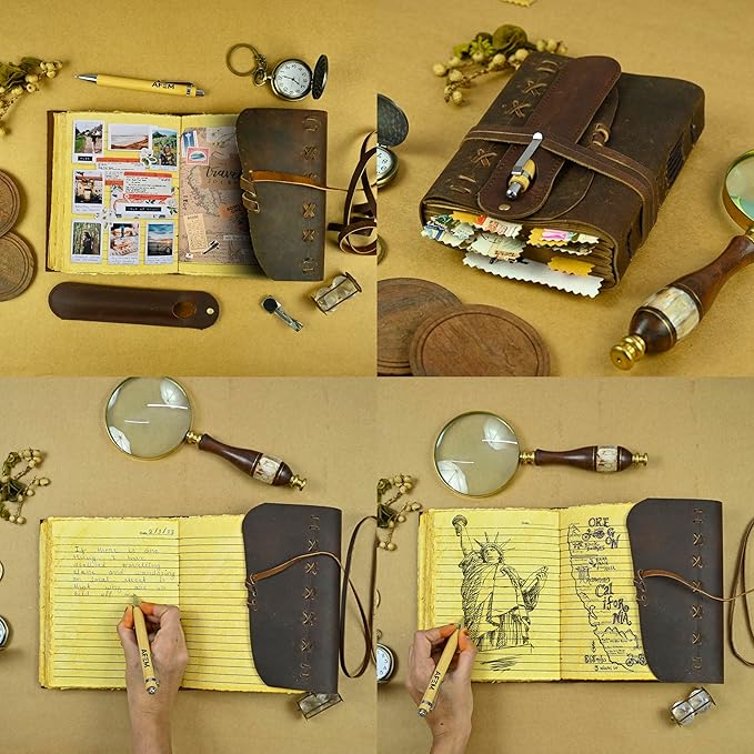 Leather Journal Notebook for Men & Women Daily Vintage Leather Bound Journal - Image 3