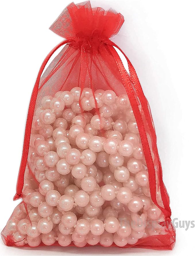 TheDisplayGuys 48-Pack 4x6 Red Sheer Organza Gift Bags - Image 2