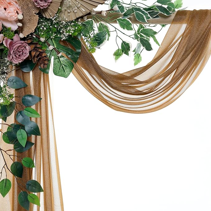 VDS Pack of 2 Panel Wedding Arch Draping Fabric Sheer Chiffon Fabric Drapery - Image 3