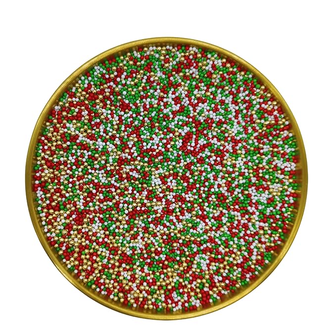 Edible Red & Green & White & Super Gold Sprinkles Candy 2mm Mini Pearls Cake - Image 3