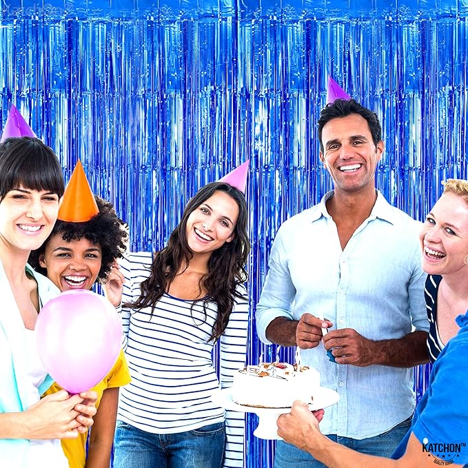 KatchOn, Metallic Blue Backdrop Curtain - Image 3