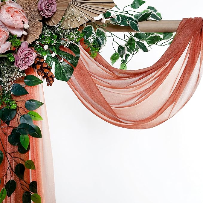 VDS Pack of 4 Panel Wedding Arch Draping Fabric Sheer Chiffon Fabric Drapery - Image 3