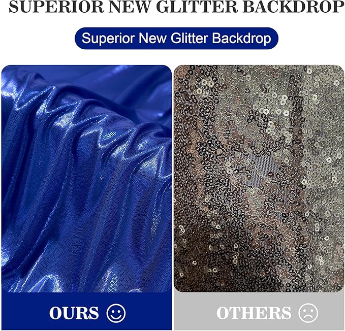 20x10ft Thick Royal Blue Glitter Backdrop Curtain Panels - Image 8