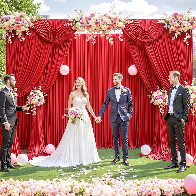 50ft x 12ft Red Backdrop Curtains Wrinkle Free Backdrop Curtain - Image 4