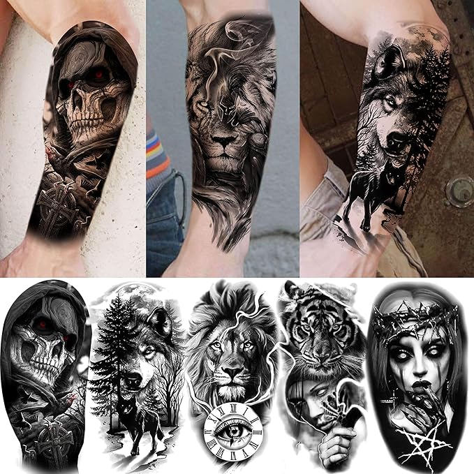 59 Sheets 3D Black Halloween Temporary Tattoos - Image 2