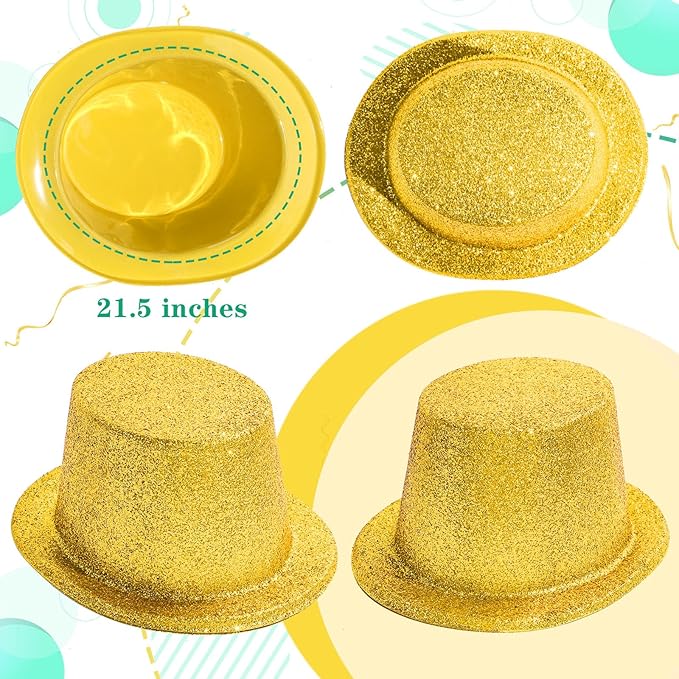 Hillban 24 Pcs Halloween Glitter Top Hat Bowler - Image 2