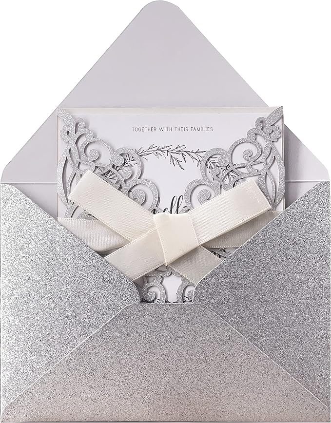 50Pcs Laser Cut Wedding Invitation - Image 5