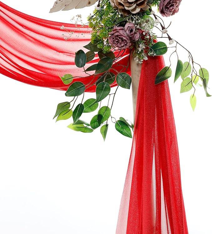 VDS Pack of 1 Panel Wedding Arch Draping Fabric Sheer Chiffon Fabric Drapery - Image 3