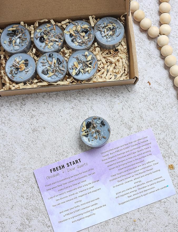Tealight Soy Candles with Crystals And Herbs, Handmade Energy Candles, Healing - Image 5