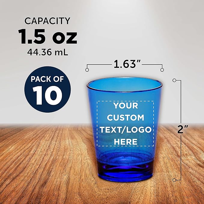 Custom Translucent Plastic Shot Glasses 1.5 oz. Set of 10, Personalized Bulk - Image 5