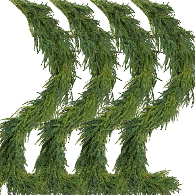 4 Pcs Artificial Norfolk Pine Garlands Christmas, 6 FT Dense Real Touch Winter by Oleitodh