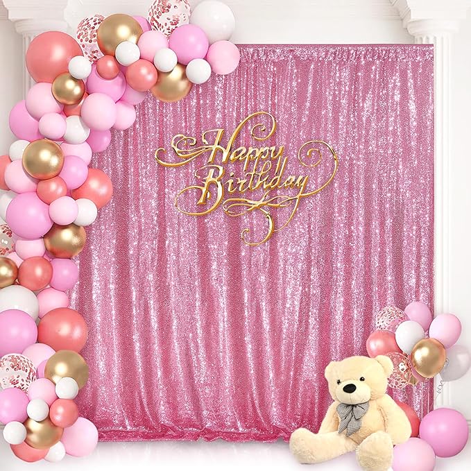 Sequin Backdrop 8ft x 8ft Blush Pink Glitter Backdrop Curtains Glitter - Image 6