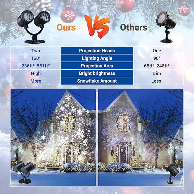 Snowflake Projector Lights, Christmas Decorations Lighting Projector, - Image 6