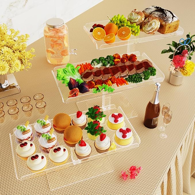 Dessert Cupcake Stand, 3 Set Acrylic Tiered Serving Tray by BAKZON