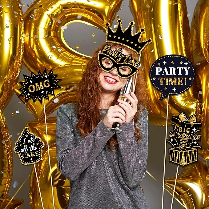 36 PCS Birthday Photo Booth Props Party Supplies Holiday Picture Decorations - Image 4
