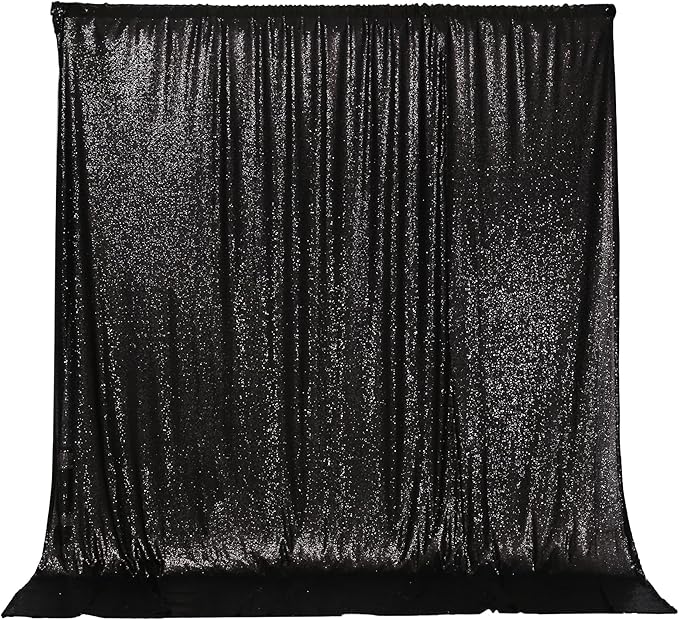 PartyDelight Black Sequin Backdrop Curtains 8FT X 8FT Sparkly - Image 2