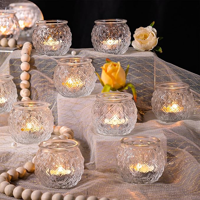 DARJEN 12Pcs Clear Votive Candle Holders by DARJEN
