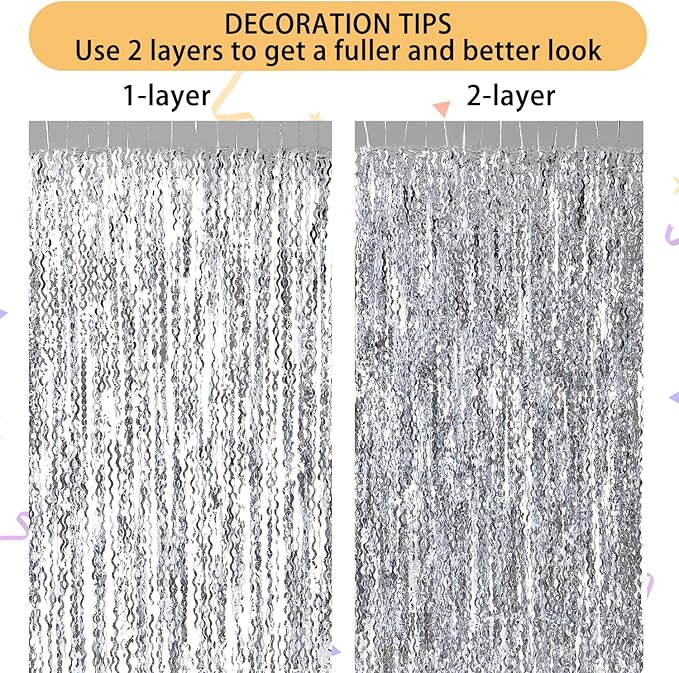 3 Pack Wave Silver Tinsel Curtain - Image 5