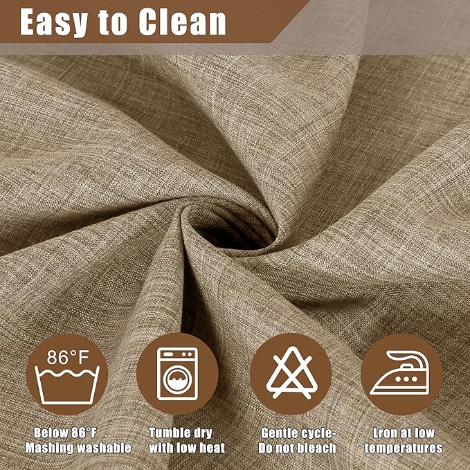Fitable Linen Textured Rectangle Tablecloth Washable Fabric Faux Burlap Table - Image 5