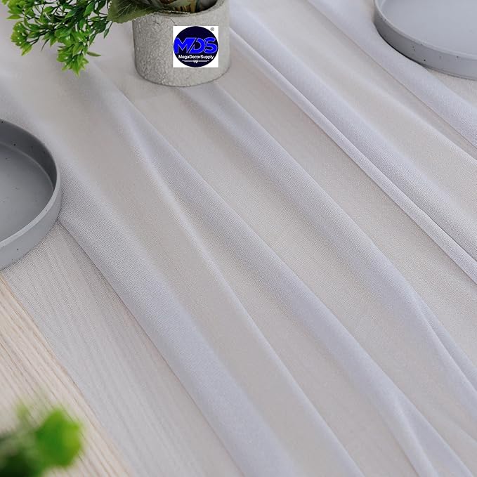 MDS 2 Pack 10ft Chiffon Table Runner 29 x 120 Inches Sheer Wedding Runner - Image 5