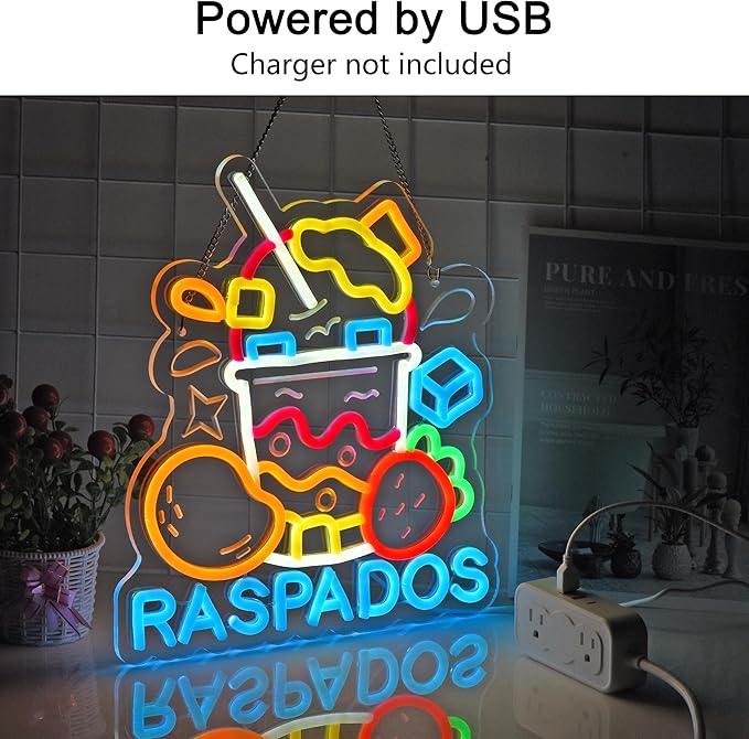 CNBEYOUNG Raspados Neon Sign, Neon Lights Hanging Wall Art Decoration - Image 2