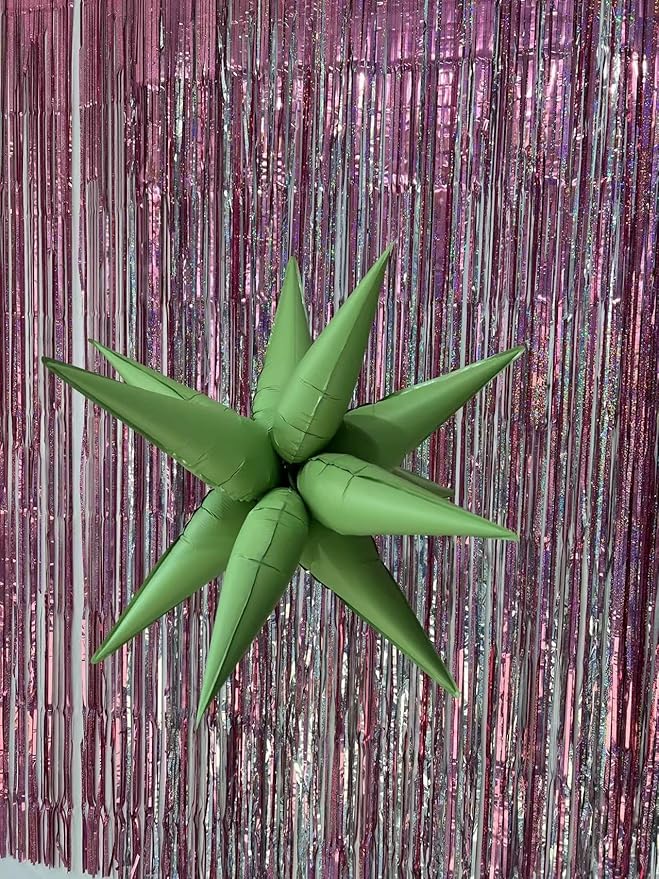 3pcs 26inch 3D matte green Explosion Star foil balloon, matte green Foil Cone - Image 5