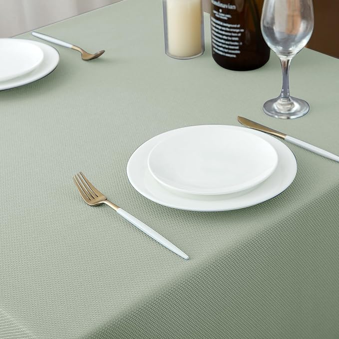 Biscaynebay Square Tablecloth 54x54 Inch-Sage Card Fabric Table Cover-Small - Image 8