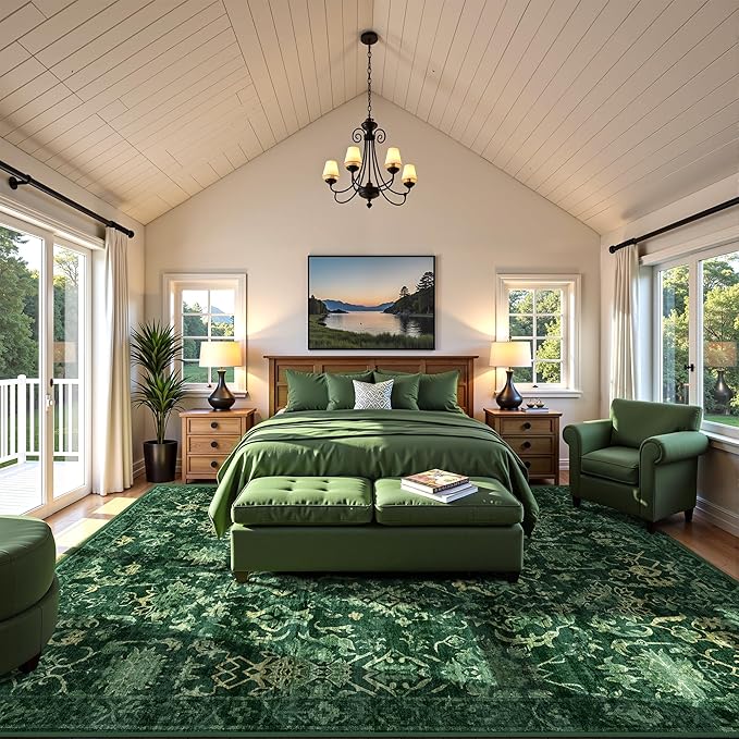 Deerly Dark Green Area Rugs 10x12 - Image 4