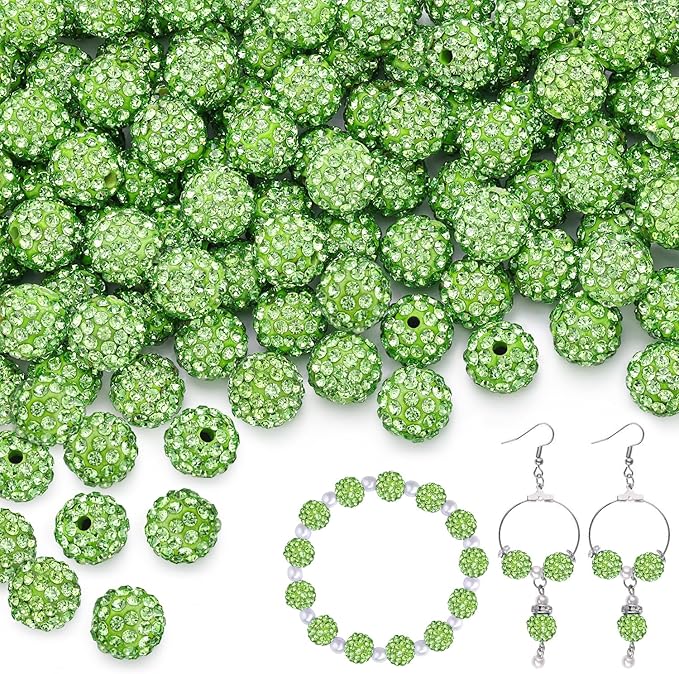 200pcs 10mm Light Green Rhinestone Beads by TINKRSTUFF