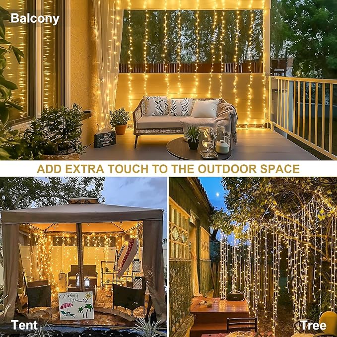 JMEXSUSS 300 LED Remote Control Christmas Curtain Lights, Plug in Fairy Curtain - Image 5