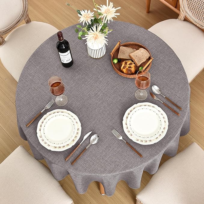 Fitable Linen Textured Tablecloths 60 Inches Round - Image 8