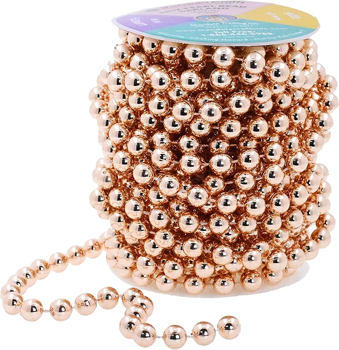 Mandala Crafts 10mm Faux Rose Gold Pearl Beads Roll - Image 2