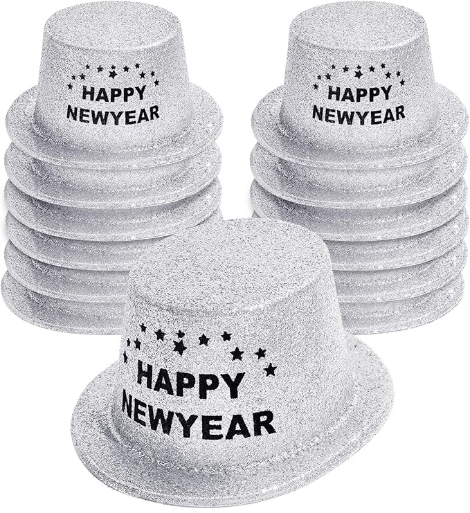 Hillban 12 Pcs Top Hats Halloween Glitter Plastic Retro Disco Party Hats by Hillban