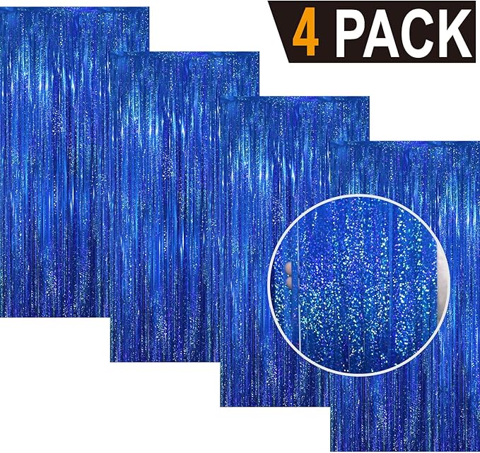 GOER 3.2 ft x 8.2 ft Metallic Tinsel Foil Fringe Curtains Party Photo Backdrop - Image 2