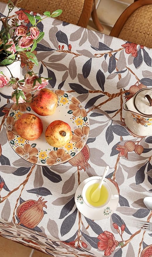 patdrea Designer Vintage Small Rectangle Tablecloth, Linen Pomegranates and - Image 4