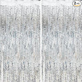 Silver Streamers Photo Backdrop Shimmer Wall Backdrop, Christmas Decorations by AMONE