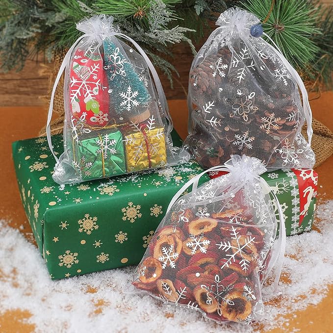 jijAcraft 5x7 Inch Christmas Organza Bags - Image 4