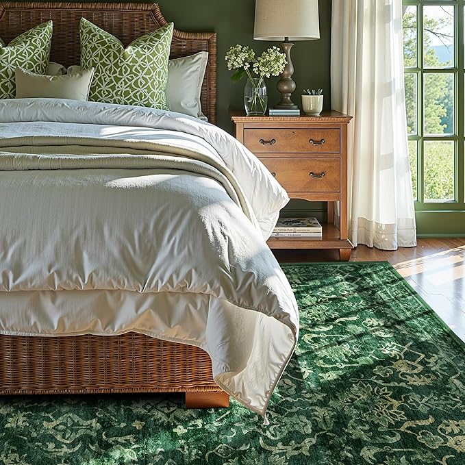 Dark Green Vintage Area Rug 5x7 - Image 3