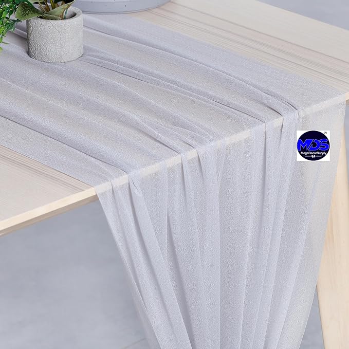 MDS 2 Pack 10ft Chiffon Table Runner 29 x 120 Inches Sheer Wedding Runner - Image 4