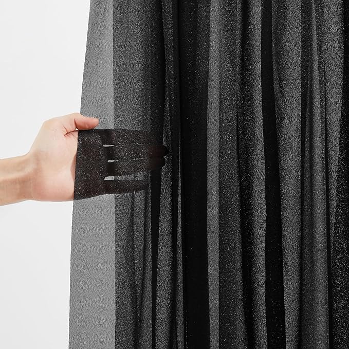Black Wedding Arch Draping Fabric 3 Panels 30'' x 20FT Black Drapes Sheer - Image 3