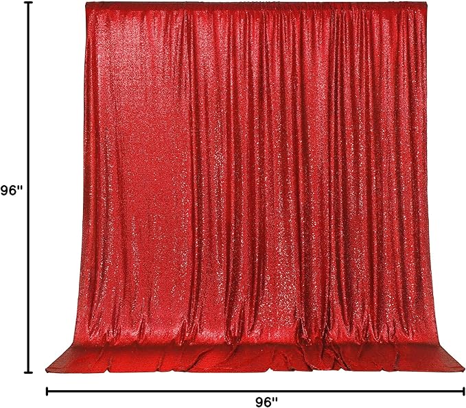 PartyDelight Red Sequin Backdrop Curtain 8FT X 8FT Sparkly - Image 8