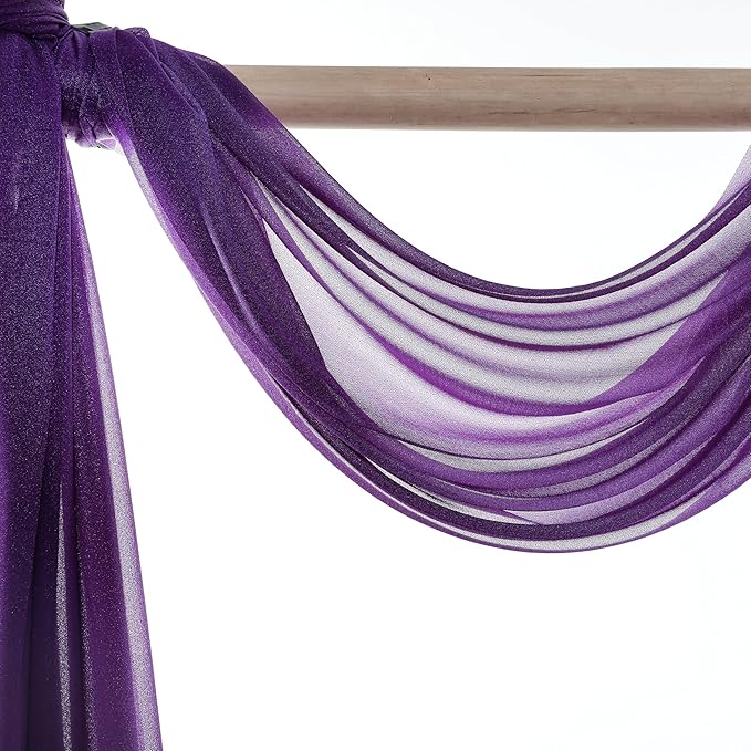 VDS Pack of 4 Panel Wedding Arch Draping Fabric Sheer Chiffon Fabric Drapery - Image 5