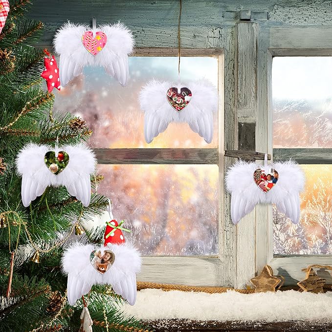 Personalized Christmas Ornaments 2025, Angel Wings Custom Photo Text Hanging - Image 7