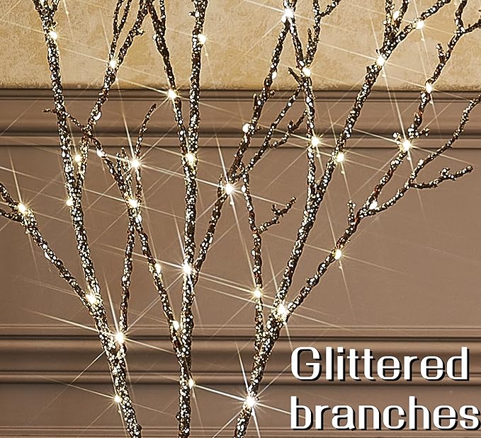 Fudios Lighted Willow Branches Christmas Glitter Battery Operated 32IN 120 LED - Image 3