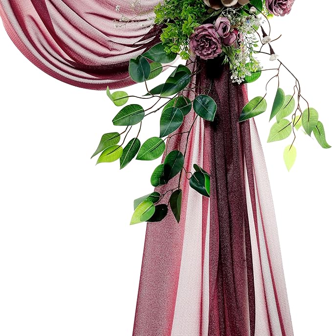 VDS Pack of 2 Panel Wedding Arch Draping Fabric Sheer Chiffon Fabric Drapery - Image 4
