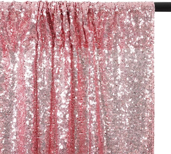 Poise3EHome Fuchsia Pink Sequin Backdrop Curtains, 2 Panels 2FTx8FT Glitter - Image 7