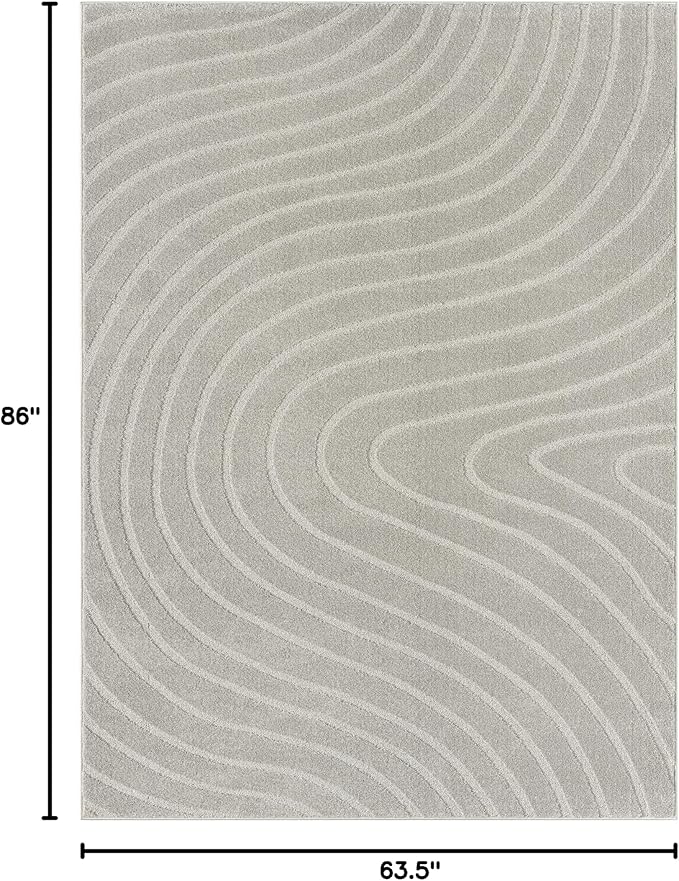 LUXE WEAVERS Modern Geometric Wave Gray 5x7 Area Rug - Image 2