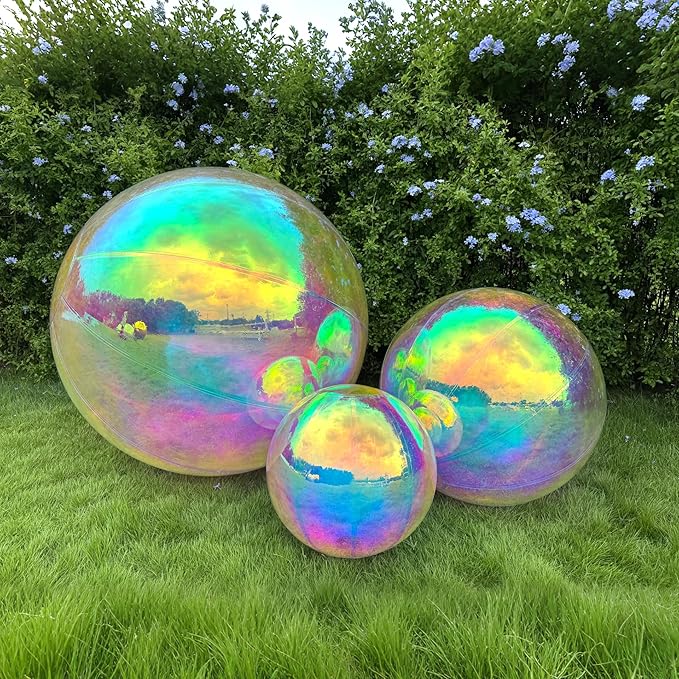 3PCS Iridescent Inflatable Mirror Ball, Big Shinny Balls Reusable Large PVC by Unknown