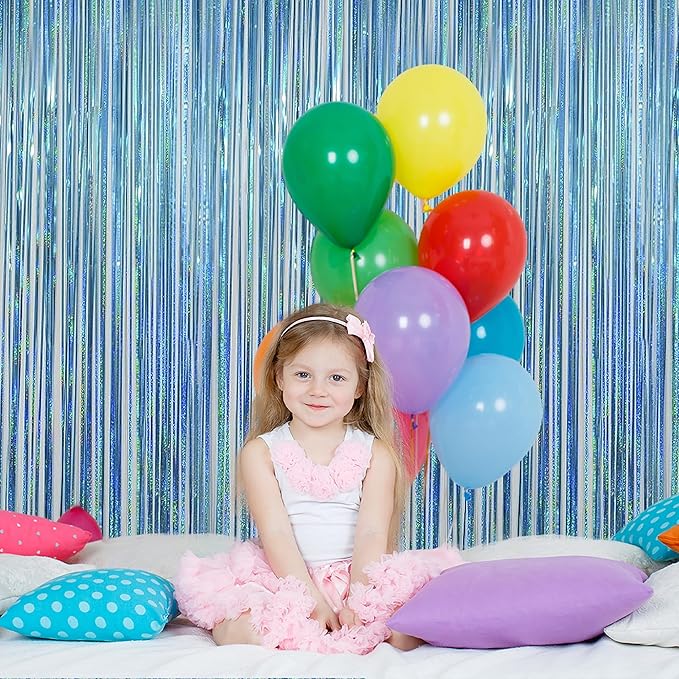 Melsan 2 Pack 3.2 ft x 8.2 ft Tinsel Foil Fringe Curtains Backdrop, Sparkle - Image 4